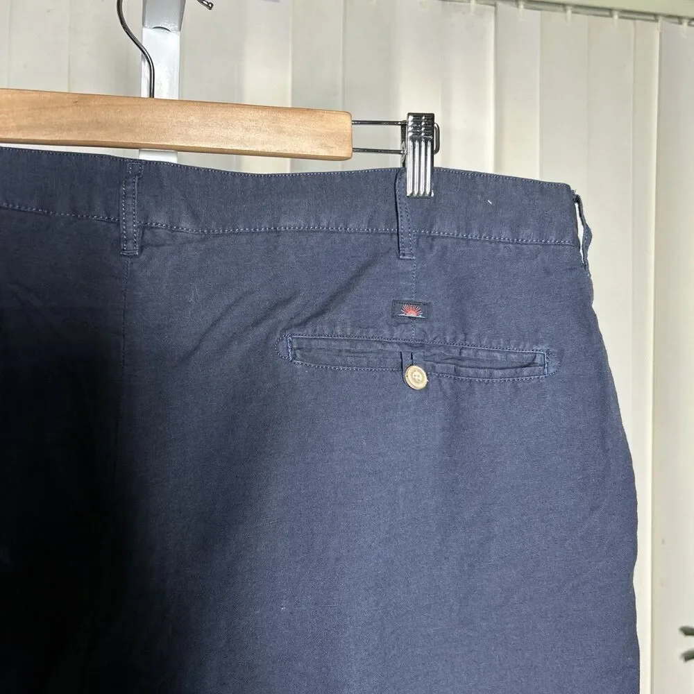 Faherty Men's Chino Shorts Linen Blend Navy Color Pockets Size 42